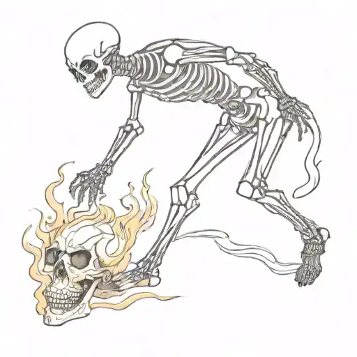 Skeleton On Fire Running