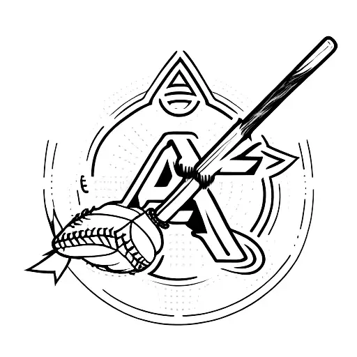Aa Symbol With Baseball Bat And Hockey Stick