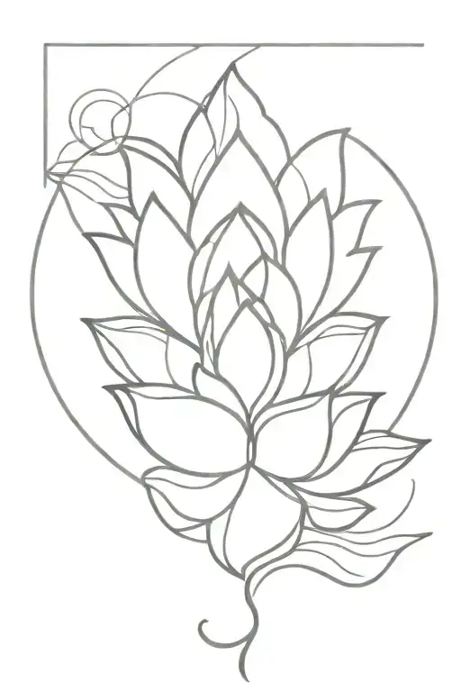 Unalome Symbol With Lotus Flower Bali Mini Geometric