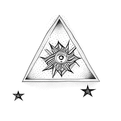 A Triangle With Three Stars On Every Corner And A Sun In The Middle