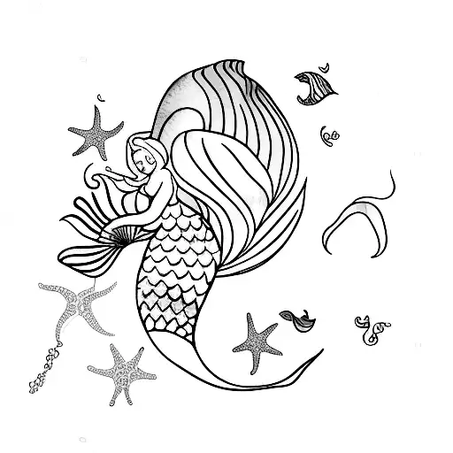 Small Mermaid Tail With Seashell