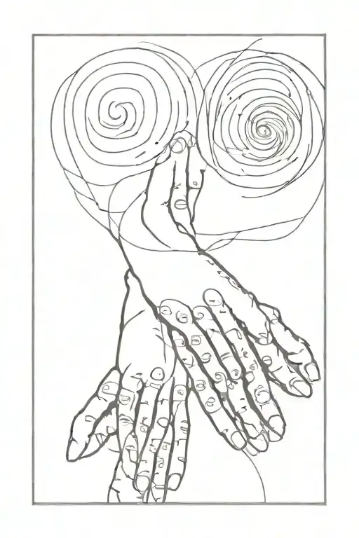 Fine Line Art Fingerprints Connected Mother Children