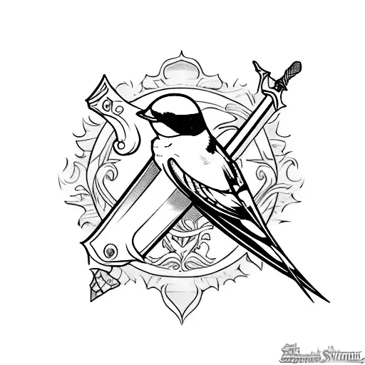 A Swallow Perched On Top Of A Sword