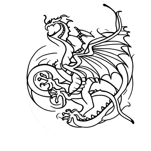 Create A Minimalist Tattoo Design Inspired By Arts And Craft Flying Dragon