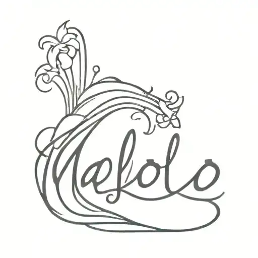 The Word Mahalo With The Sign Of Water Waves