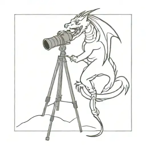 A Minimalist Silhouette Of A Dragon Perched On A Camera Tripod