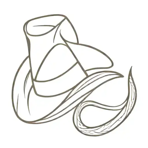 An Abstract Geometric Representation Of A Cowboy Hat And Horseshoe Intertwined