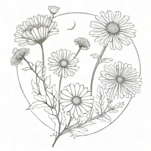 Birth Flower Bouqet With Dandelion And Daisy