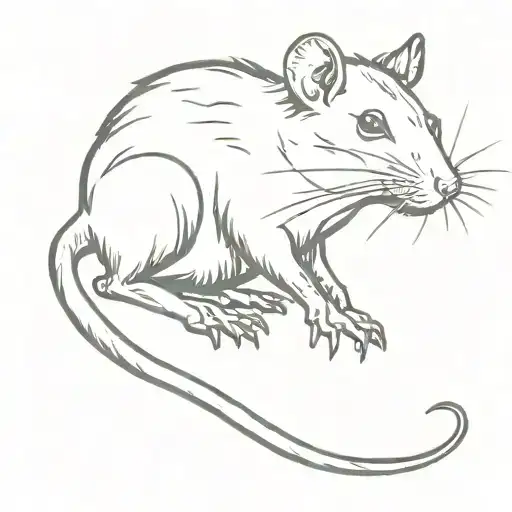 Silhouette Of A Pet Rat No Detail Single Line Drawing