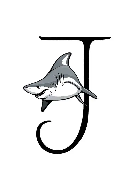 Great White Shark As The Letter J