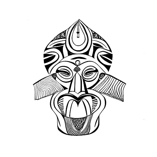 African Tribal Mask With A Stoic Expression