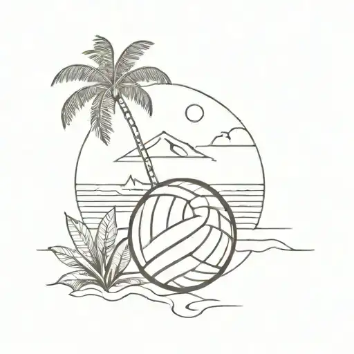 Incorporate A Volleyball With A Tropical Scene Of Reunion Island In The Background
