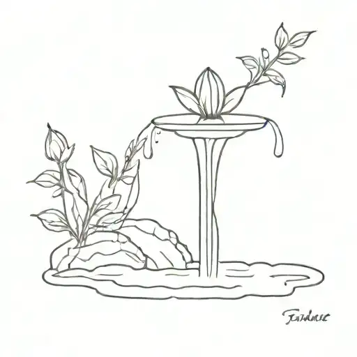 A Beautiful Black Delicate Fountain Tattoo Design