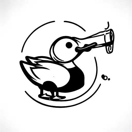 Cartoon Duck Drinking Beer