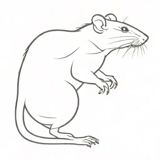 Silhouette Of A Pet Rat No Detail Single Line