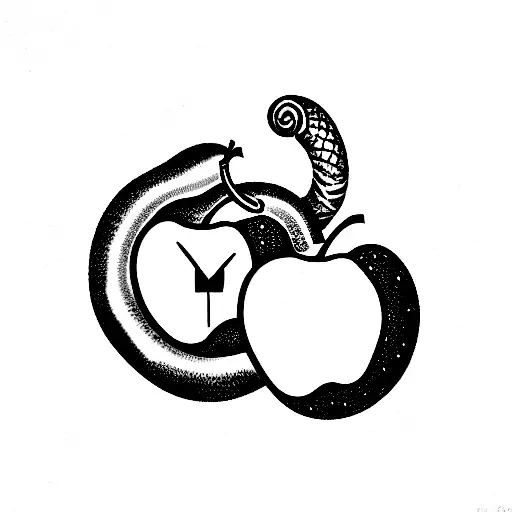 Adam And Eve With An Apple With A Snake On It