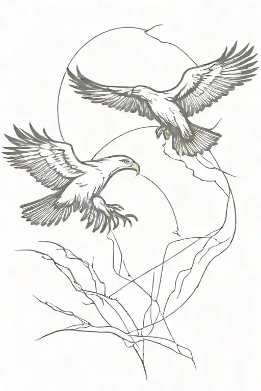 An Eagle Flying Upward Direction With A Crow Trying To Keep Up