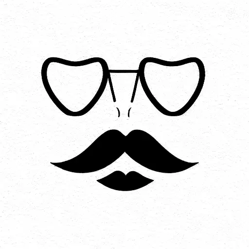 Minimalist Peach Line Drawing With Eyes And A Moustache