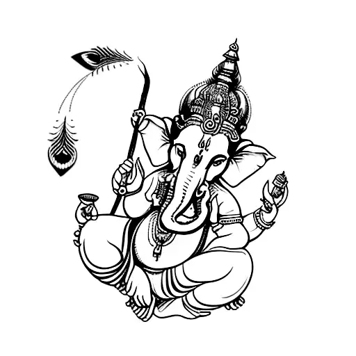 Lord Ganesha And Hanuman Tatoo With Eagle