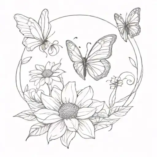 Daisy And Butterfly Emerging Representing Imagination