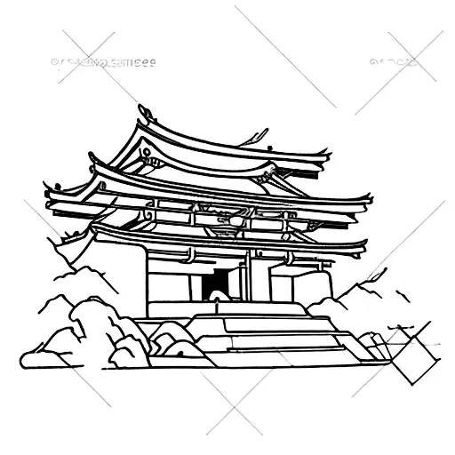 Japaneese Temple On The Circle