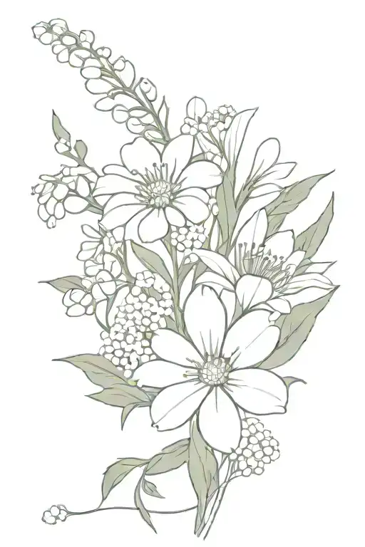 Bouquet With Chrysanthemum And Lily Of The Valley And Daisy