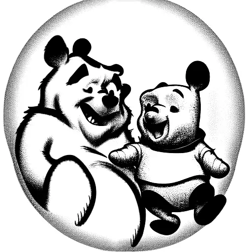 Winnie The Pooh Holding Hands With Po From Kung Fu Panda