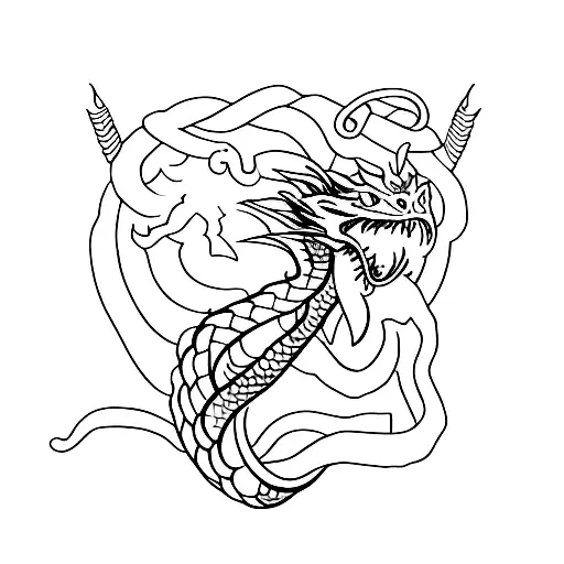 Letter M With Intertwined Dragon