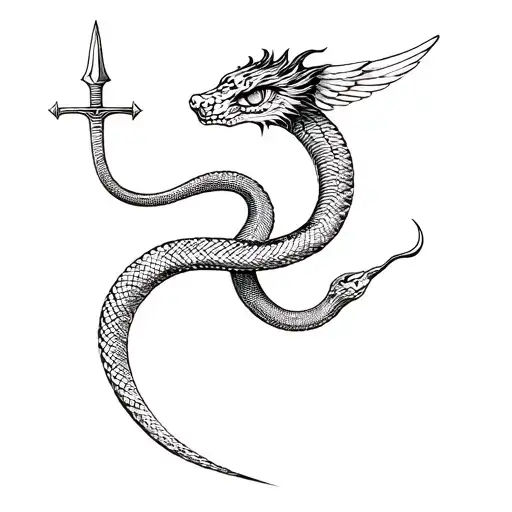 King Cobra With Wings Sword Eye Pentogram