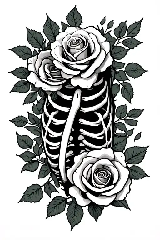 Skeleton Arm And Roses Intertwined