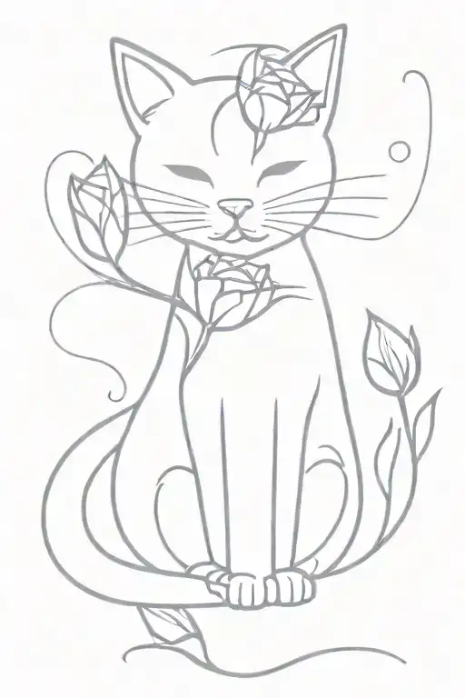 Cat With Tulip Bouquet