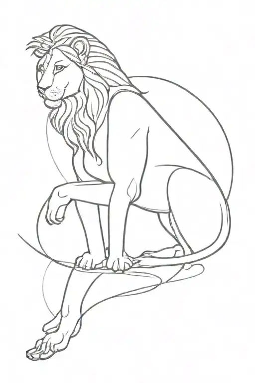 Venus In Lion Design As A Statue In Fine Line