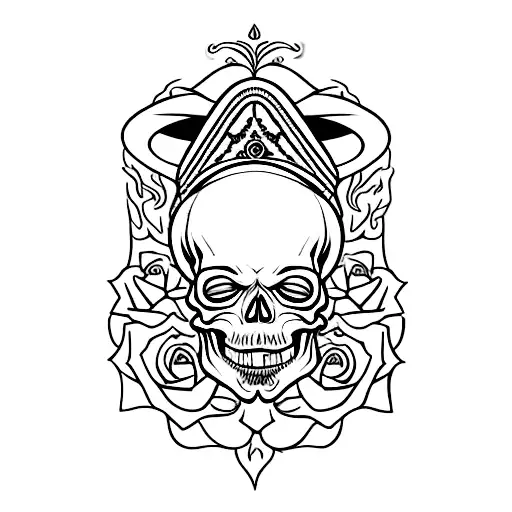 Skull With A Rose In Its Mouth Nd A Top Hat