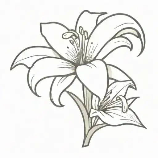 Gravestone Engraved With A Lily Flower