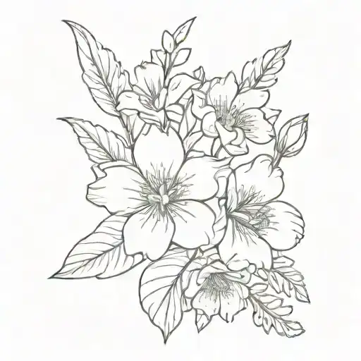 A Minimalist Tattoo Design Featuring A Delicate Bouquet Of January Birth Flowers