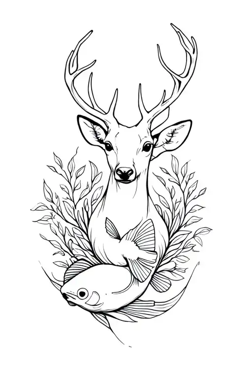 Fish And Deer Surrounded