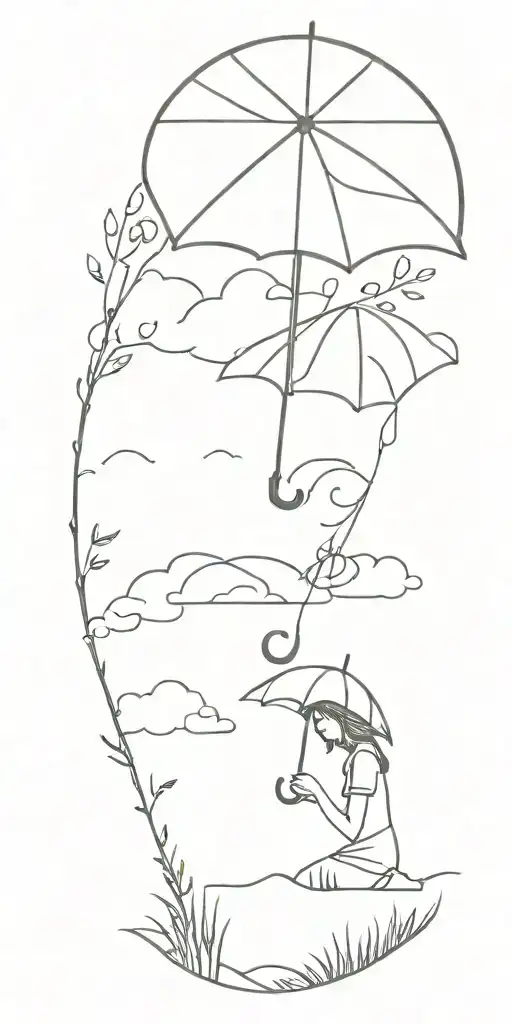 Mother Nature Under An Umbrella With A Storm