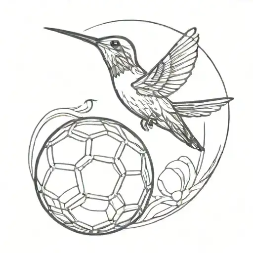 A Hummingbird Perched On A Soccer Ball