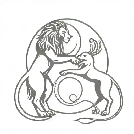 A Lion And Archer Forming A Yin-yang Symbol With Their Tails