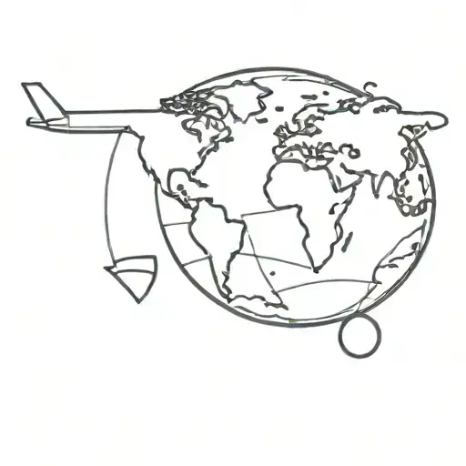 Minimalist Airplane Silhouette Flying Over A Globe With Travel Destinations Marked With Hearts
