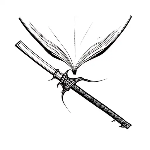 Broken Katana Near A Book Open