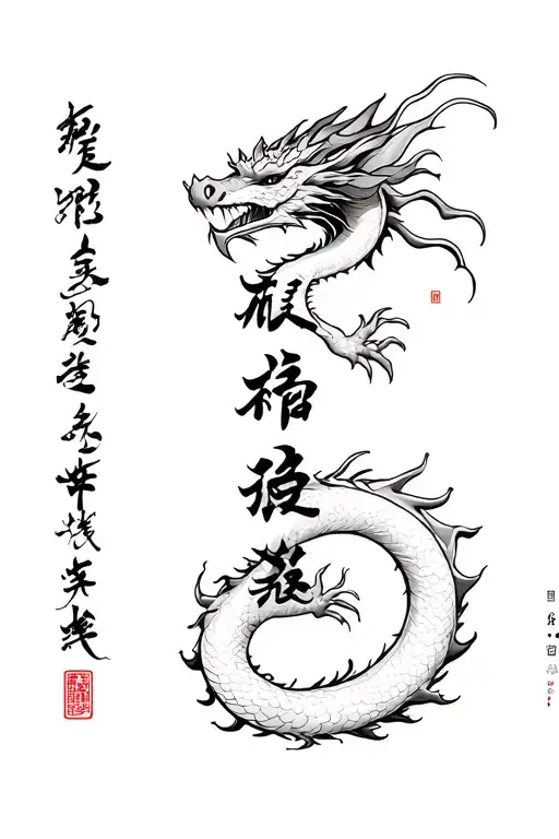 Dragon With Chinese Letters On The Top And Below It