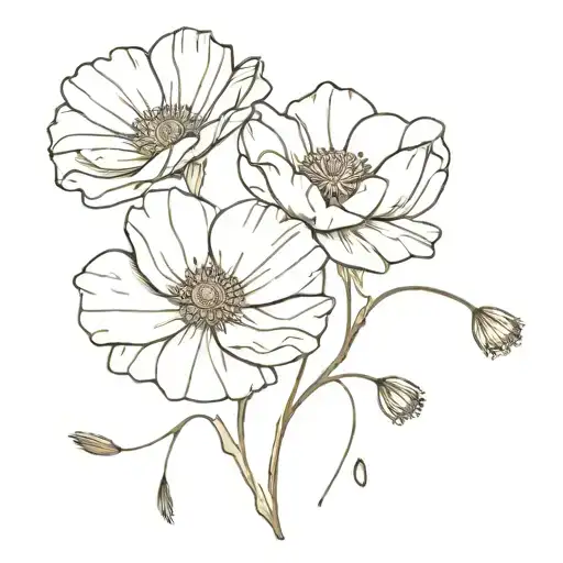 One Poppy And One Daisy Bouquet Wrapped Loosely