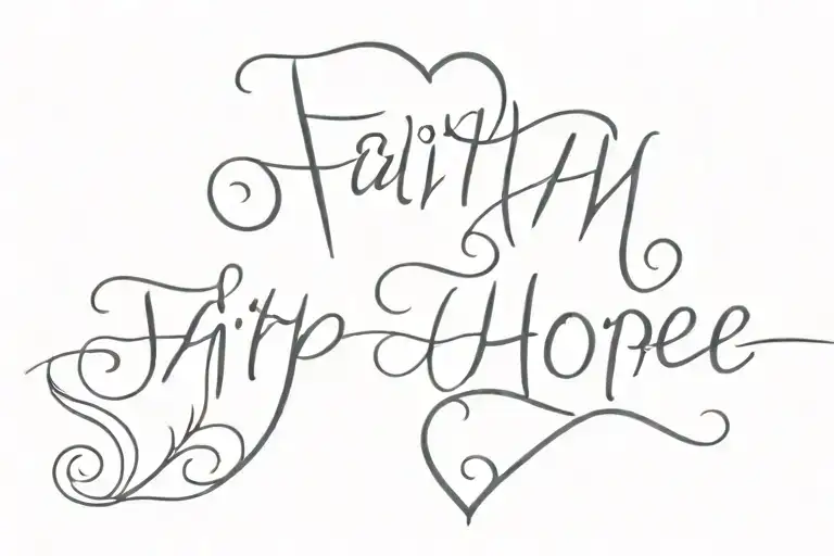 Text Faith Hope Love Heart Shape