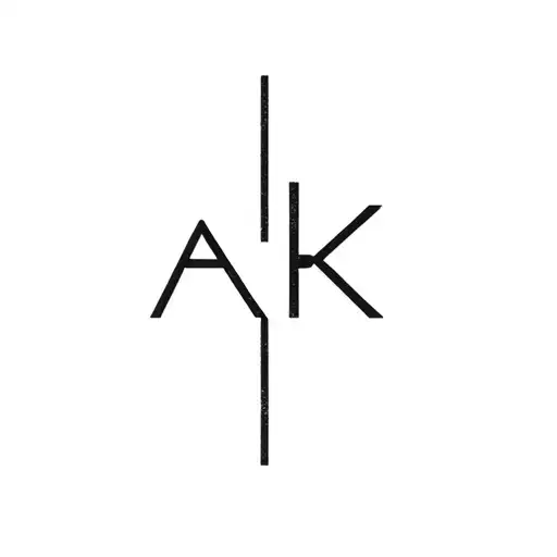 Line Tattoo With Letters A K K T