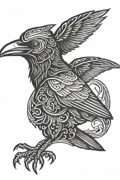 A Raven With The Head And Mask Of A Plague Doctor In A Minimalist Style