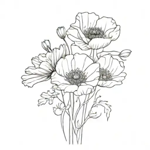 Single Poppy And Single Daisy Bouquet Wrapped Loosely