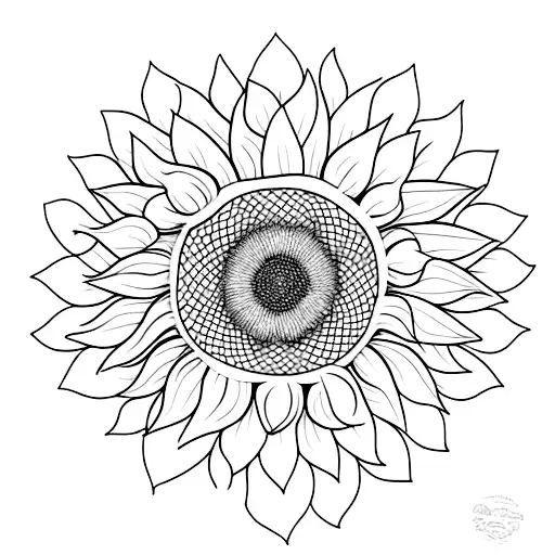 Half Sunflower With Mountain Line Petals