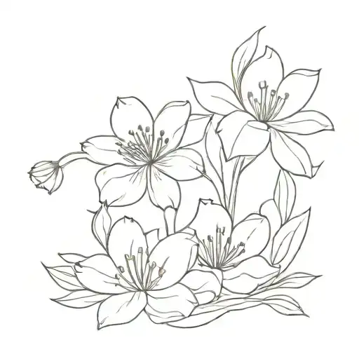 A Minimalist Tattoo Design Featuring A Delicate Bouquet Of January Birth Flowers