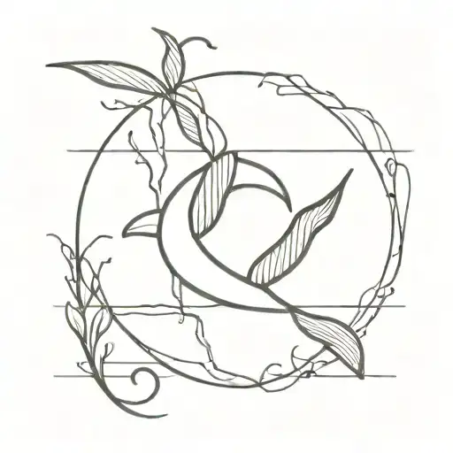 Pisces Zodiac Sign With Thin Lines And A Twig In The Background